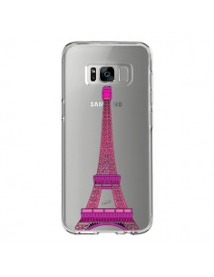 Coque Samsung S8 Tour Eiffel Rose Paris Transparente -...