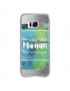 Coque Samsung S8 Je suis une Maman Merveilleuse Bleu Vert...