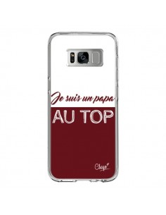 Coque Samsung S8 Je suis un Papa au Top Rouge Bordeaux -...