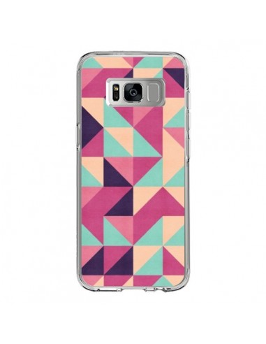 Coque Samsung S8 Azteque Triangle Rose Vert - Eleaxart