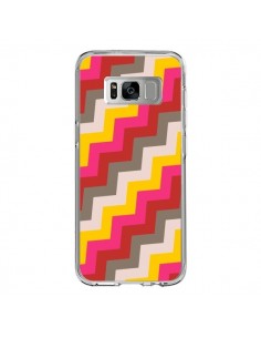Coque Samsung S8 Lignes Triangle Azteque Rose Rouge -...
