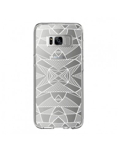 Coque Samsung S8 Lignes Miroir Grilles Triangles Grid Abstract Blanc Transparente - Project M