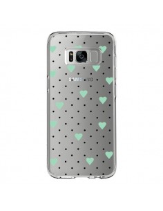 Coque Samsung S8 Point Coeur Mint Bleu Vert Pin Point...