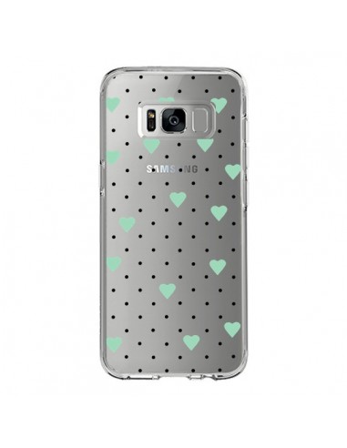 Coque Samsung S8 Point Coeur Mint Bleu Vert Pin Point Heart Transparente - Project M