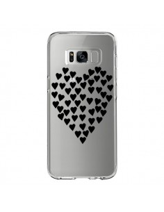 Coque Samsung S8 Coeurs Heart Love Noir Transparente -...