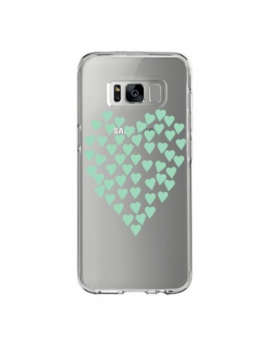 Coque Samsung S8 Coeurs Heart Love Mint Bleu Vert Transparente - Project M