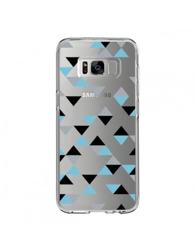Coque Samsung S8 Triangles Ice Blue Bleu Noir Transparente - Project M