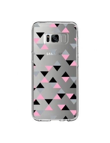 Coque Samsung S8 Triangles Pink Rose Noir Transparente - Project M