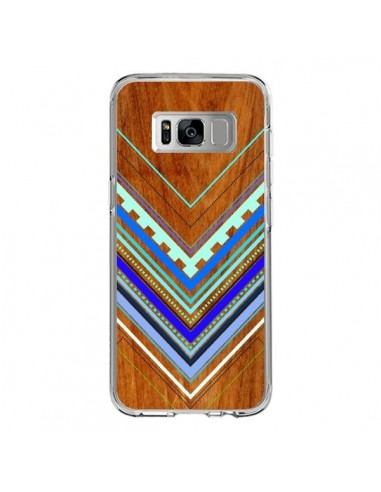 Coque Samsung S8 Azteque Arbutus Blue Bois Aztec Tribal - Jenny Mhairi