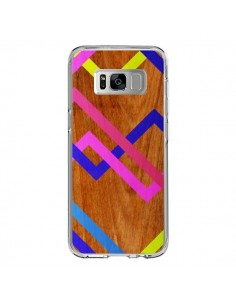 Coque Samsung S8 Pink Yellow Wooden Bois Azteque Aztec...