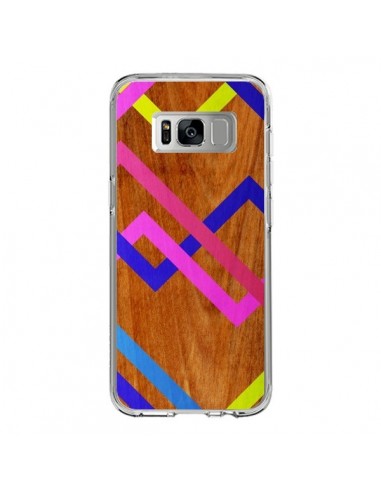 Coque Samsung S8 Pink Yellow Wooden Bois Azteque Aztec Tribal - Jenny Mhairi