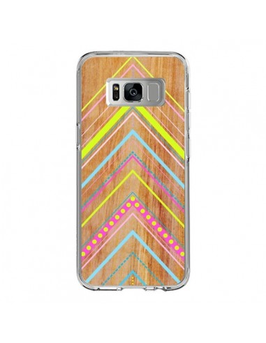 Coque Samsung S8 Wooden Chevron Pink Bois Azteque Aztec Tribal - Jenny Mhairi