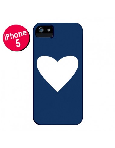 Coque Coeur Navy Blue Heart pour iPhone 5 et 5S - Mary Nesrala