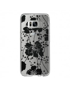 Coque Samsung S8 Fleurs Noirs Flower Transparente -...