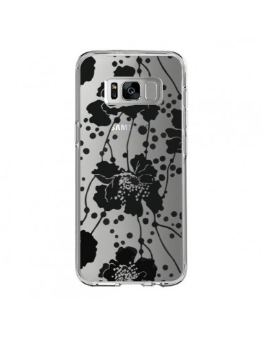 Coque Samsung S8 Fleurs Noirs Flower Transparente - Dricia Do
