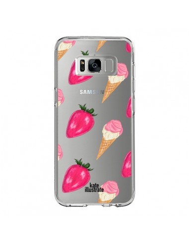 Coque Samsung S8 Strawberry Ice Cream Fraise Glace Transparente - kateillustrate
