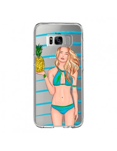 Coque Samsung S8 Malibu Ananas Plage Ete Bleu Transparente - kateillustrate