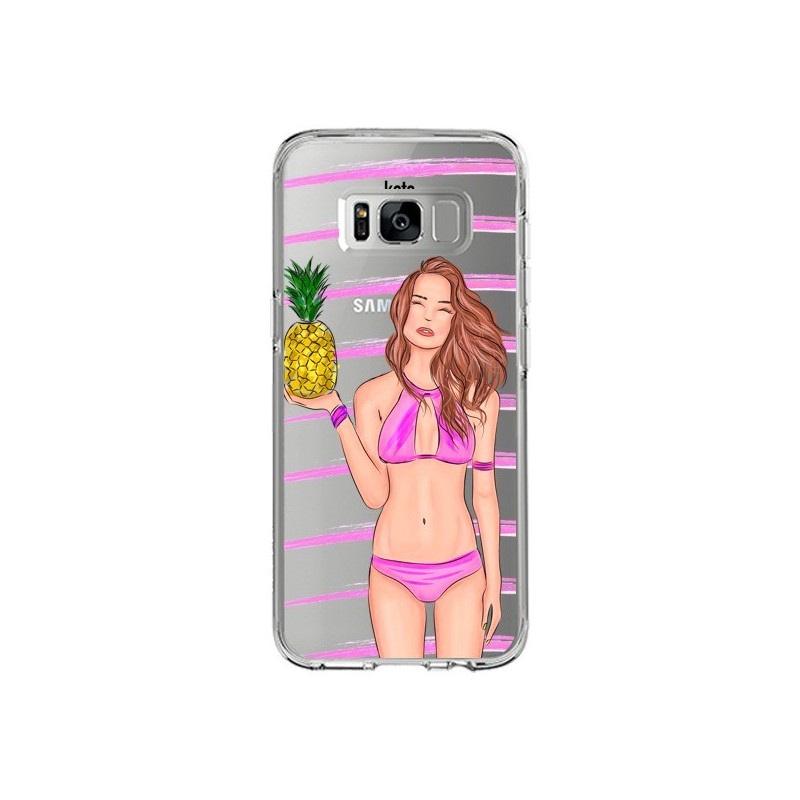 Coque Samsung S8 Malibu Ananas Plage Ete Rose Transparente - kateillustrate
