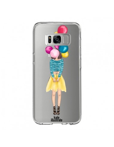 Coque Samsung S8 Girls Balloons Ballons Fille Transparente - kateillustrate
