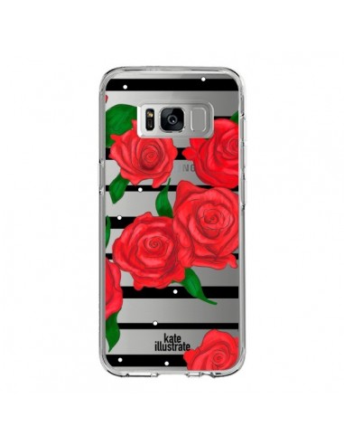 Coque Samsung S8 Red Roses Rouge Fleurs Flowers Transparente - kateillustrate