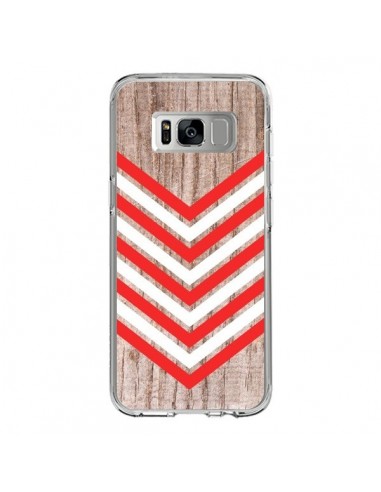 Coque Samsung S8 Tribal Aztèque Bois Wood Flèche Rouge Blanc - Laetitia