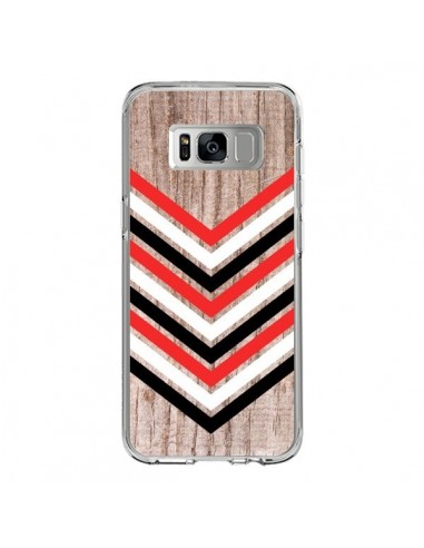 Coque Samsung S8 Tribal Aztèque Bois Wood Flèche Rouge Blanc Noir - Laetitia