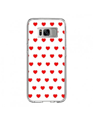 Coque Samsung S8 Coeurs Rouges Fond Blanc - Laetitia