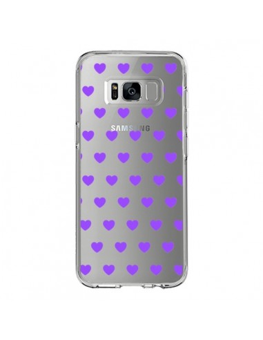 Coque Samsung S8 Coeur Heart Love Amour Violet Transparente - Laetitia