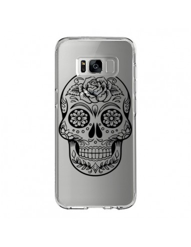 Coque Samsung S8 Tête de Mort Mexicaine Noir Transparente - Laetitia