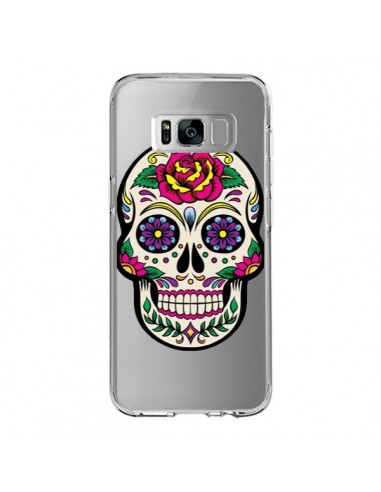 Coque Samsung S8 Tête de Mort Mexicaine Fleurs Transparente - Laetitia