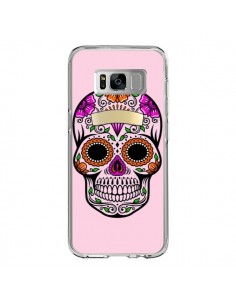 Coque Samsung S8 Tête de Mort Mexicaine Rose Multicolore...