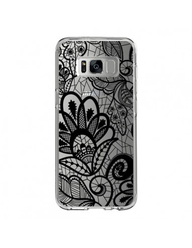 Coque Samsung S8 Lace Fleur Flower Noir Transparente - Petit Griffin