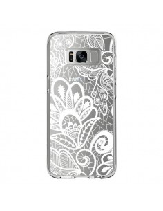 Coque Samsung S8 Lace Fleur Flower Blanc Transparente -...