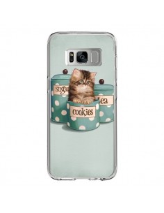 Coque Samsung S8 Chaton Chat Kitten Boite Cookies Pois -...