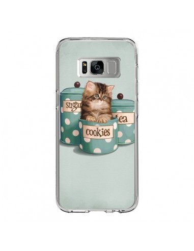 Coque Samsung S8 Chaton Chat Kitten Boite Cookies Pois - Maryline Cazenave