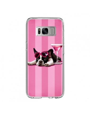 Coque Samsung S8 Chien Dog Cocktail Lunettes Coeur Rose - Maryline Cazenave
