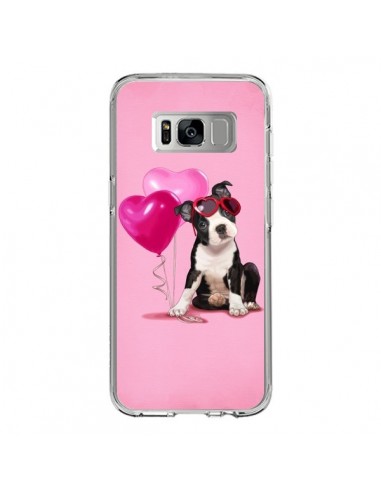 Coque Samsung S8 Chien Dog Ballon Lunettes Coeur Rose - Maryline Cazenave