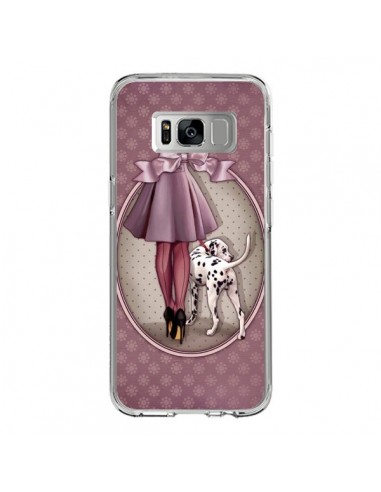 Coque Samsung S8 Lady Chien Dog Dalmatien Robe Pois - Maryline Cazenave
