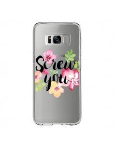 Coque Samsung S8 Screw you Flower Fleur Transparente -...