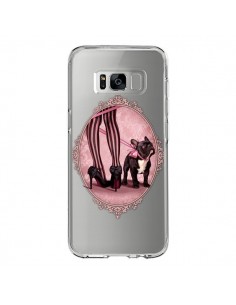 Coque Samsung S8 Lady Jambes Chien Bulldog Dog Rose Pois...