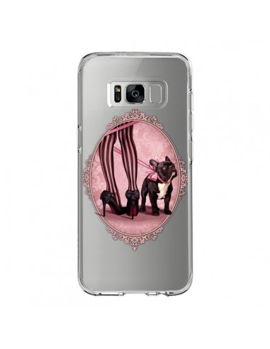 Coque Samsung S8 Lady Jambes Chien Bulldog Dog Rose Pois Noir Transparente - Maryline Cazenave