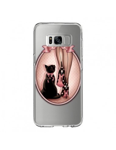 Coque Samsung S8 Lady Chat Noeud Papillon Pois Chaussures Transparente - Maryline Cazenave