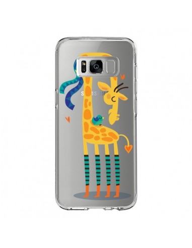 Coque Samsung S8 L'oiseau et la Girafe Amour Love Transparente - Maria Jose Da Luz