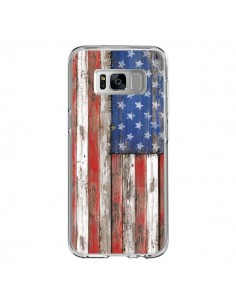 Coque Samsung S8 Drapeau USA Vintage Bois Wood -...
