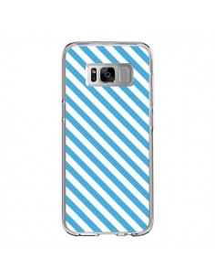 Coque Samsung S8 Bonbon Candy Bleue et Blanche Rayée - Nico