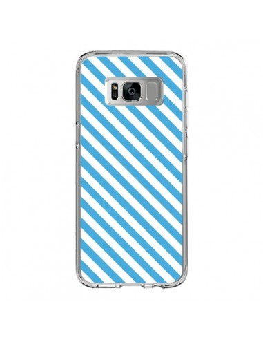 Coque Samsung S8 Bonbon Candy Bleue et Blanche Rayée - Nico