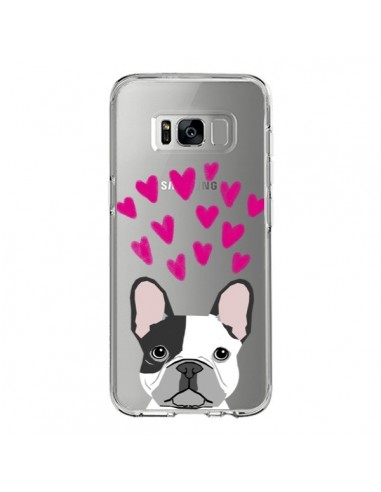 Coque Samsung S8 Bulldog Français Coeurs Chien Transparente - Pet Friendly