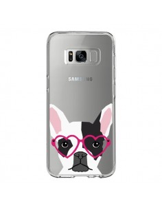 Coque Samsung S8 Bulldog Français Lunettes Coeurs Chien...