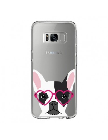 Coque Samsung S8 Bulldog Français Lunettes Coeurs Chien Transparente - Pet Friendly