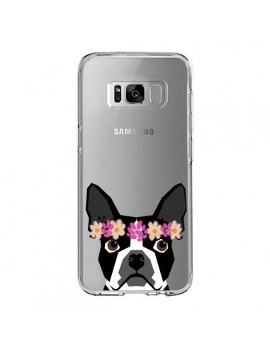 Coque Samsung S8 Boston Terrier Fleurs Chien Transparente - Pet Friendly